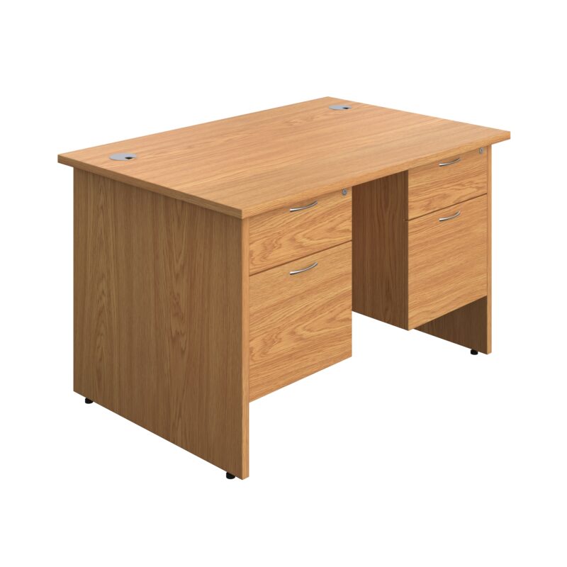 Panel Rectangular Desk + 2 X 2 Drawer Fixed Pedestal Bundle | 1200X800 | Nova Oak/Nova Oak