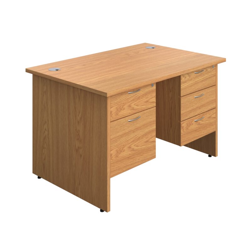 Panel Rectangular Desk + 2 & 3 Drawer Fixed Pedestal Bundle | 1200X800 | Nova Oak/Nova Oak