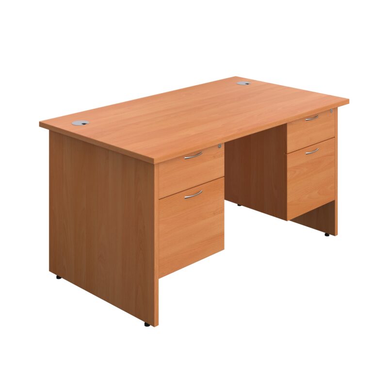 Panel Rectangular Desk + 2 X 2 Drawer Fixed Pedestal Bundle | 1400X800 | Beech/Beech