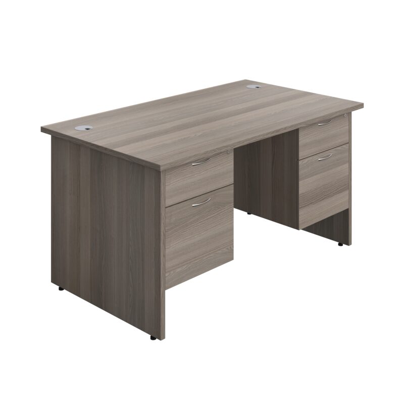 Panel Rectangular Desk + 2 X 2 Drawer Fixed Pedestal Bundle | 1400X800 | Grey Oak/Grey Oak