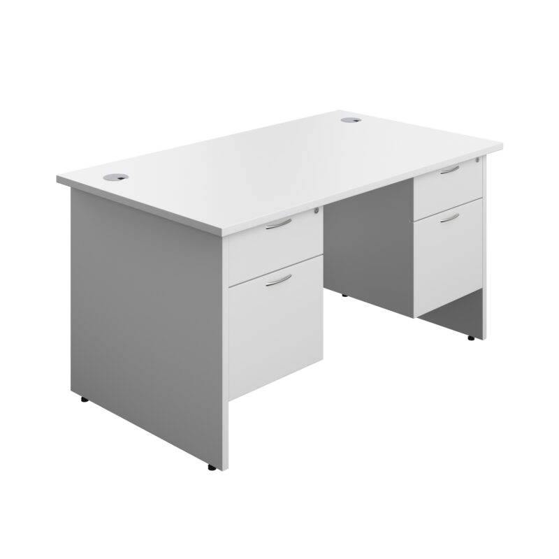 Panel Rectangular Desk + 2 X 2 Drawer Fixed Pedestal Bundle | 1400X800 | White/White