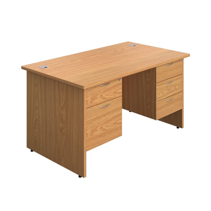 Panel Rectangular Desk + 2 & 3 Drawer Fixed Pedestal Bundle | 1400X800 | Nova Oak/Nova Oak