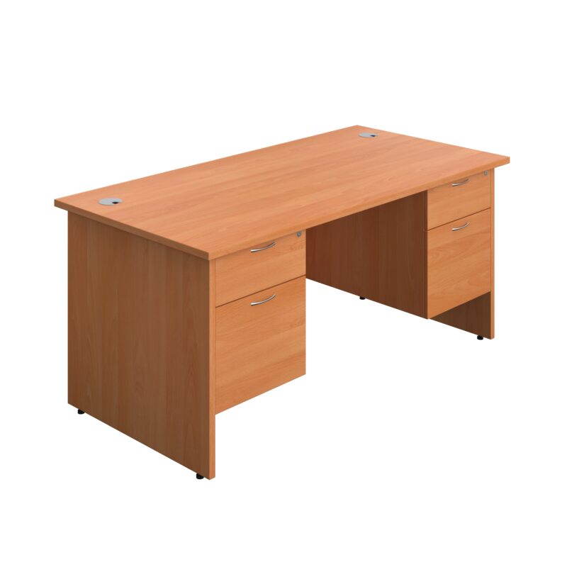 Panel Rectangular Desk + 2 X 2 Drawer Fixed Pedestal Bundle | 1600X800 | Beech/Beech