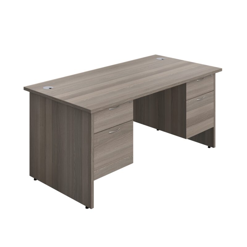 Panel Rectangular Desk + 2 X 2 Drawer Fixed Pedestal Bundle | 1600X800 | Grey Oak/Grey Oak