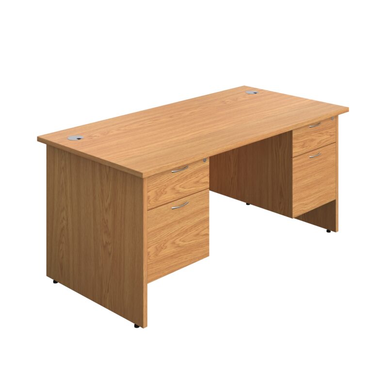 Panel Rectangular Desk + 2 X 2 Drawer Fixed Pedestal Bundle | 1600X800 | Nova Oak/Nova Oak