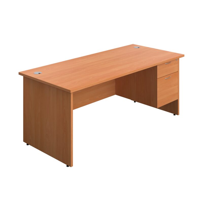 Panel Rectangular Desk + 2 Drawer Fixed Pedestal Bundle | 1800X800 | Beech/Beech