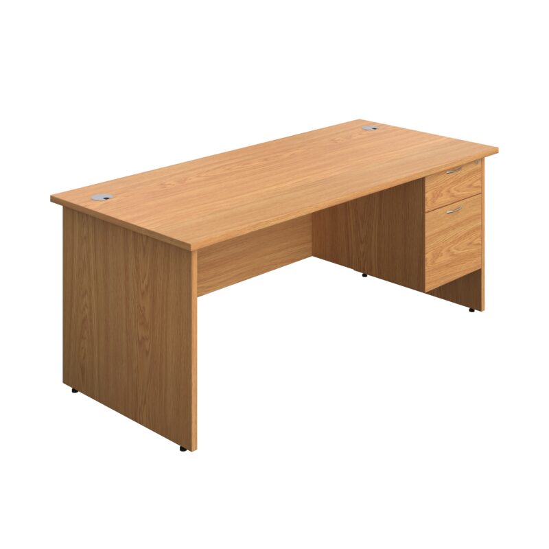 Panel Rectangular Desk + 2 Drawer Fixed Pedestal Bundle | 1800X800 | Nova Oak/Nova Oak