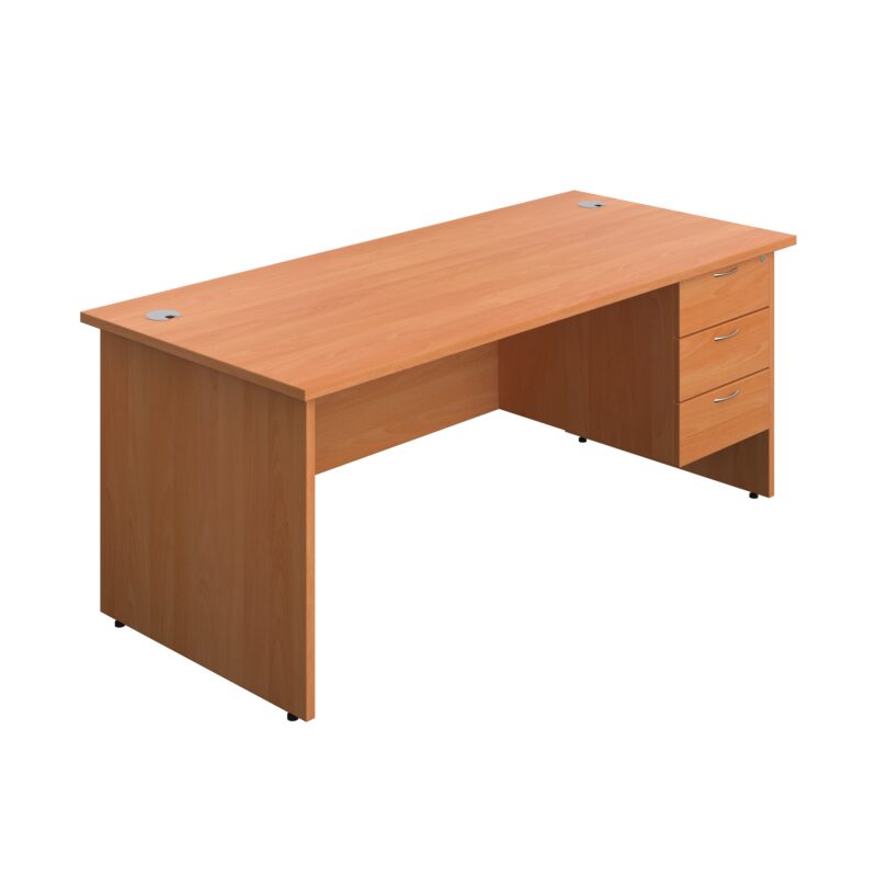 Panel Rectangular Desk + 3 Drawer Fixed Pedestal Bundle | 1800X800 | Beech/Beech