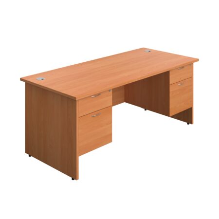 Panel Rectangular Desk + 2 X 2 Drawer Fixed Pedestal Bundle | 1800X800 | Beech/Beech