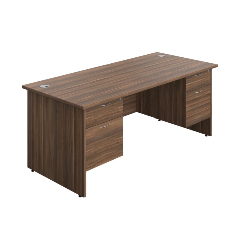 Panel Rectangular Desk + 2 X 2 Drawer Fixed Pedestal Bundle | 1800X800 | Dark Walnut/Dark Walnut