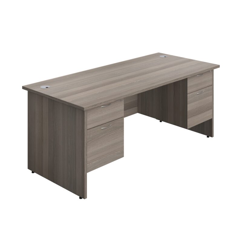 Panel Rectangular Desk + 2 X 2 Drawer Fixed Pedestal Bundle | 1800X800 | Grey Oak/Grey Oak