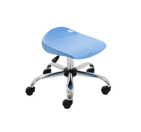 Titan Swivel Junior Stool with Chrome Base and Castors | Size 5-6 | Sky Blue/Chrome