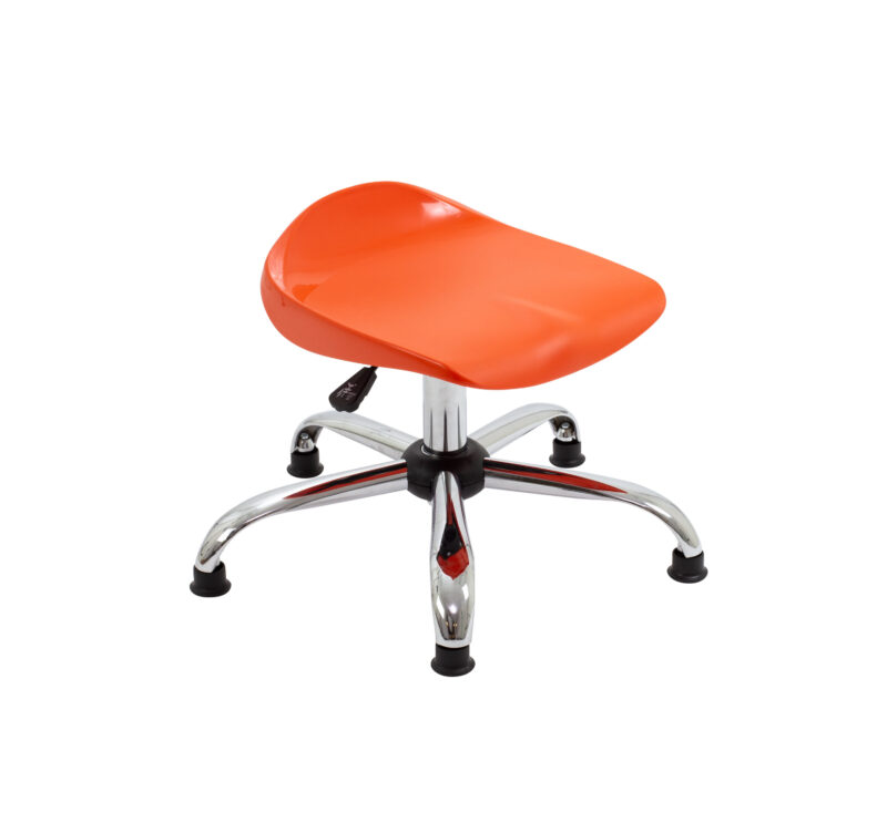 Titan Swivel Junior Stool with Chrome Base and Glides | Size 5-6 | Orange/Chrome