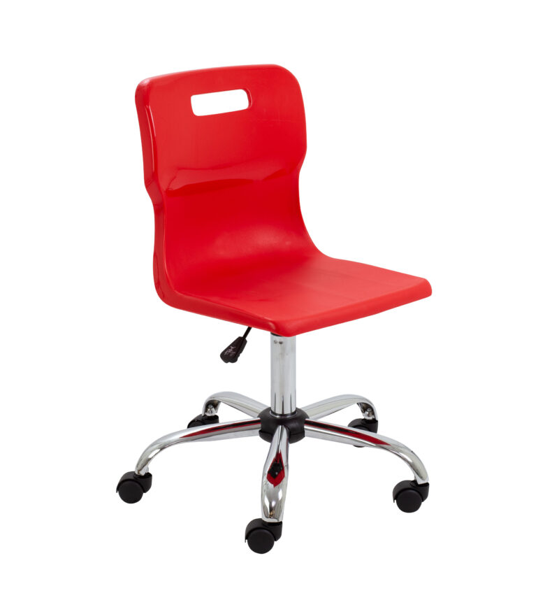 Titan Swivel Senior Chair with Chrome Base and Castors | Size 5-6 | Red/Chrome