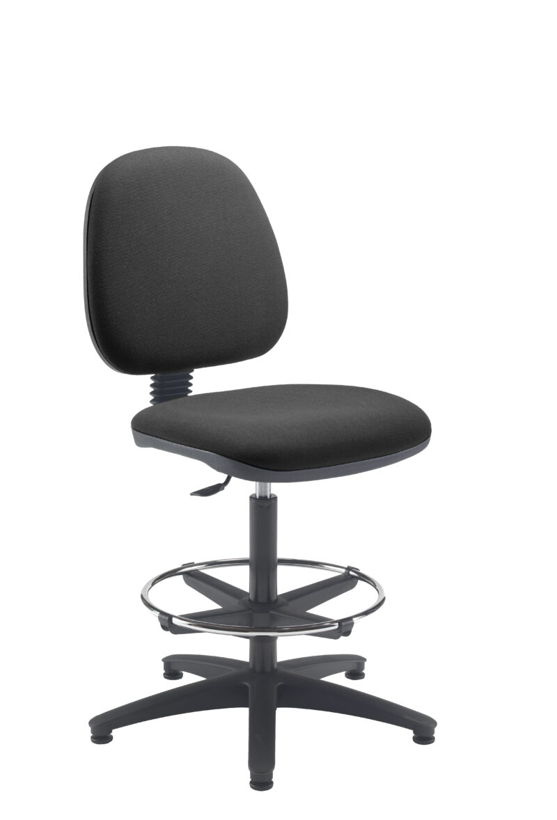 Zoom Mid-Back Draughtsman Chair | Adjustable Foot Ring | Charcoal