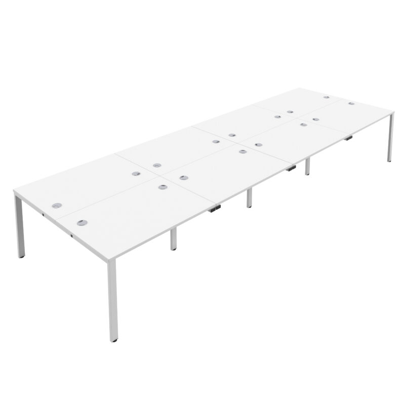 CB Bench with Cable Ports: 8 Person | 1600 X 800 | White/White