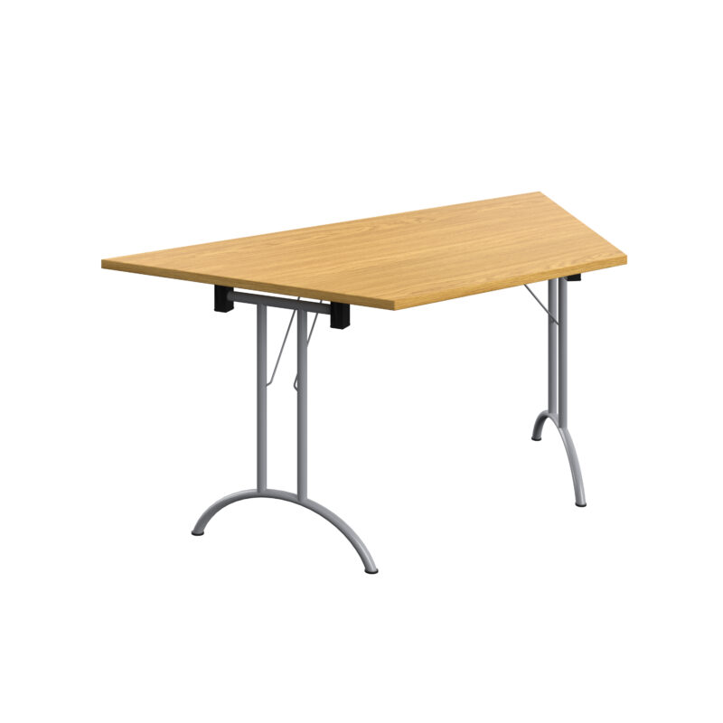 One Union Trapezoidal Folding Table | 1600 X 800 | Nova Oak/Silver