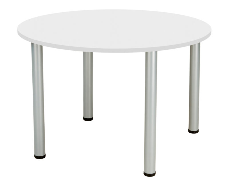 One Fraction Plus Circular Meeting Table | 1000mm | White/Silver