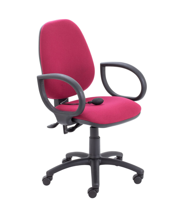 Calypso Ergo 2 Lever Office Chair With Lumbar Pump and Fixed Arms | Claret