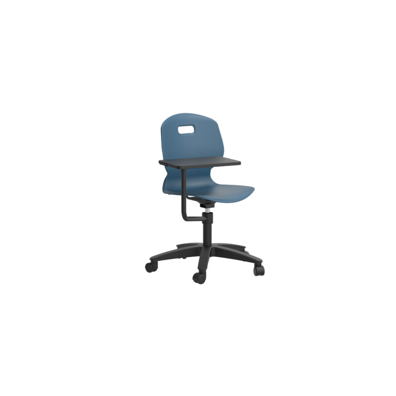 Arc Swivel Tilt Chair with Arm Tablet | Steel Blue