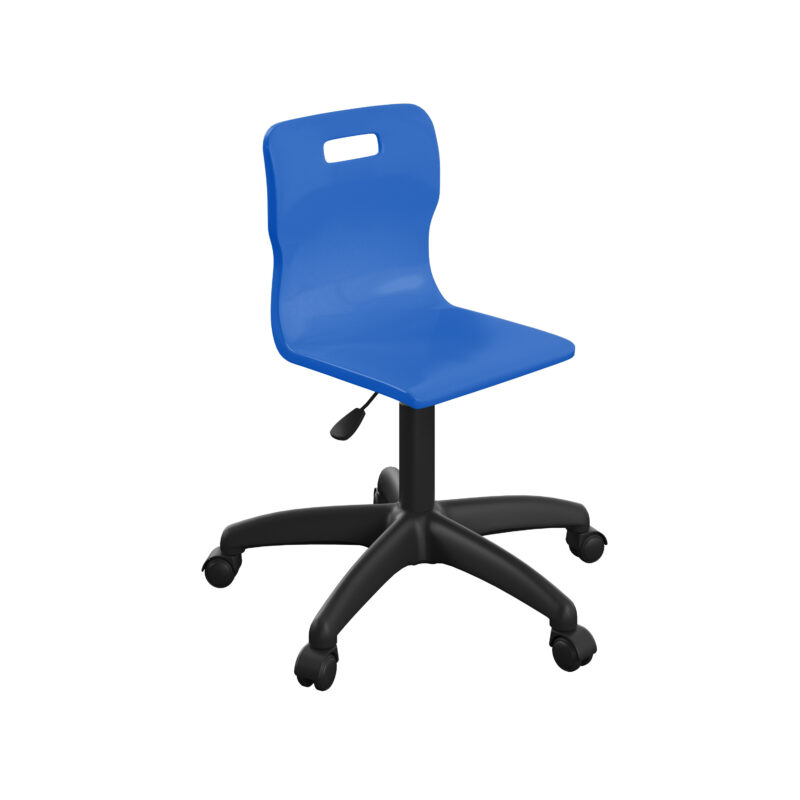 Titan Swivel Junior Chair with Plastic Base and Castors | Size 3-4 | Blue/Black