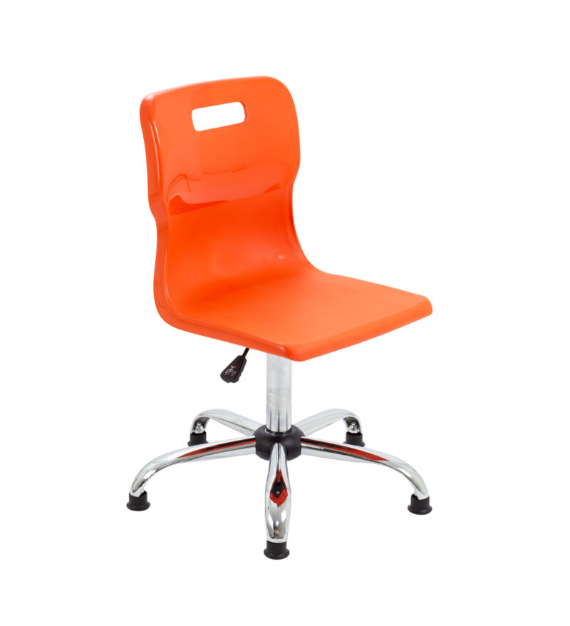 Titan Swivel Senior Chair with Chrome Base and Glides | Size 5-6 | Orange/Chrome