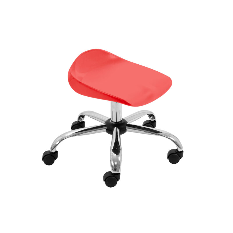 Titan Swivel Junior Stool with Chrome Base and Castors | Size 5-6 | Red/Chrome