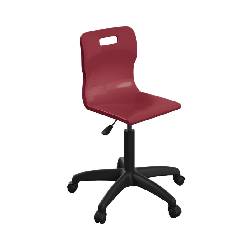 Titan Swivel Senior Chair with Plastic Base and Castors | Size 5-6 | Burgundy/Black