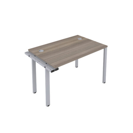 CB Bench Extension with Cable Ports: 1 Person | 1400 X 800 | Grey Oak/Silver