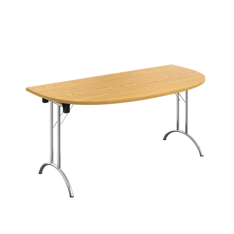 One Union D-End Folding Table | 1600 X 800 | Nova Oak/Chrome