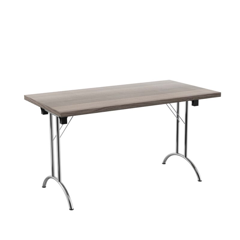 One Union Rectangular Folding Table | 1400 X 700 | Grey Oak/Silver