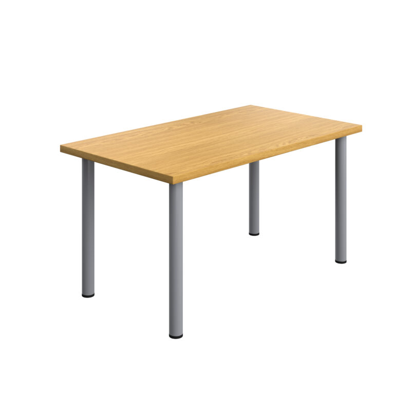 One Fraction Plus Rectangular Meeting Table | 1400X800 | Nova Oak/Silver