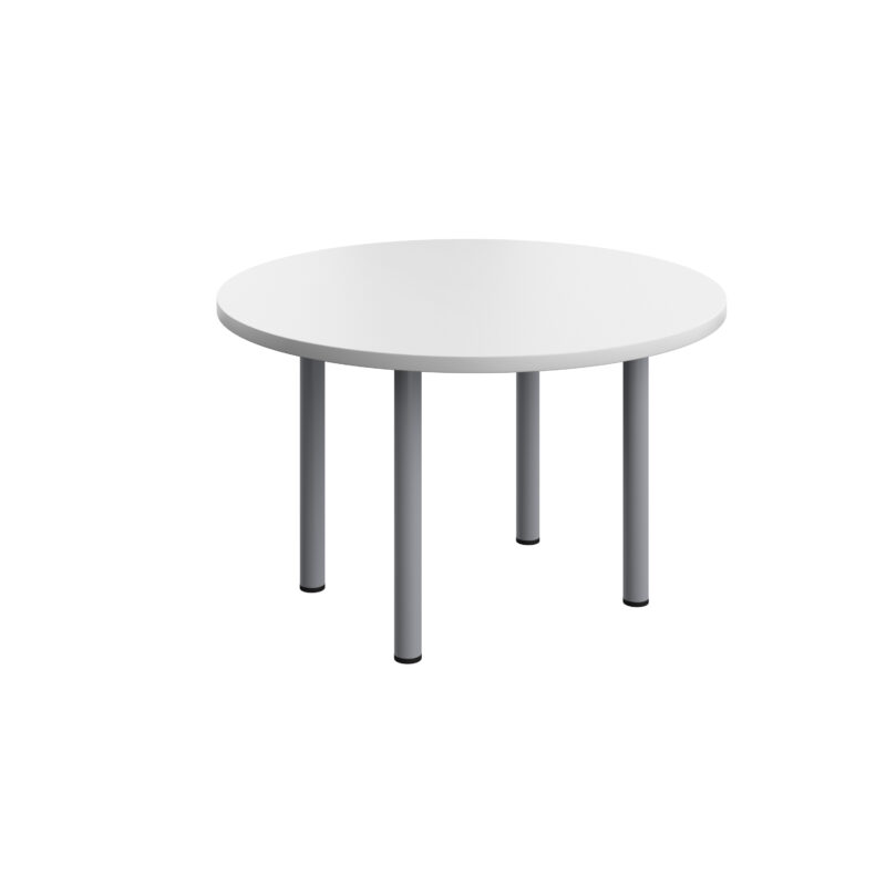 One Fraction Plus Circular Meeting Table | 1200mm | White/Silver