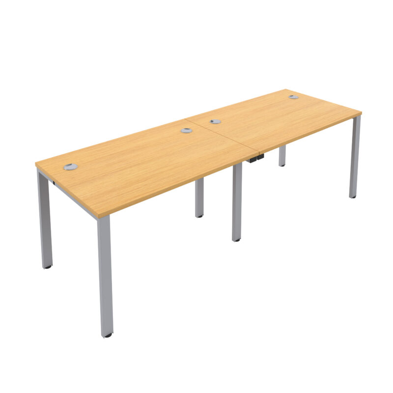 CB Single Bench with Cable Ports: 2 Person | 1200 X 800 | Nova Oak/Silver