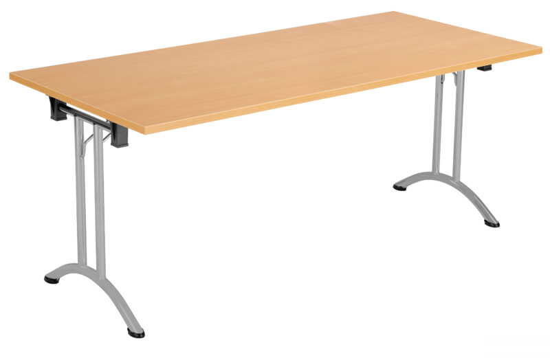 One Union Rectangular Folding Table | 1600 X 800 | Beech/Silver