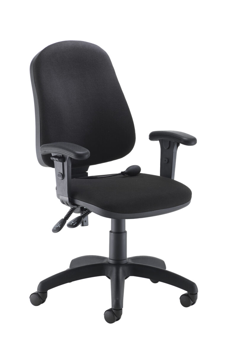 Calypso Ergo 2 Lever Office Chair With Lumbar Pump and Adjustable Arms | Black