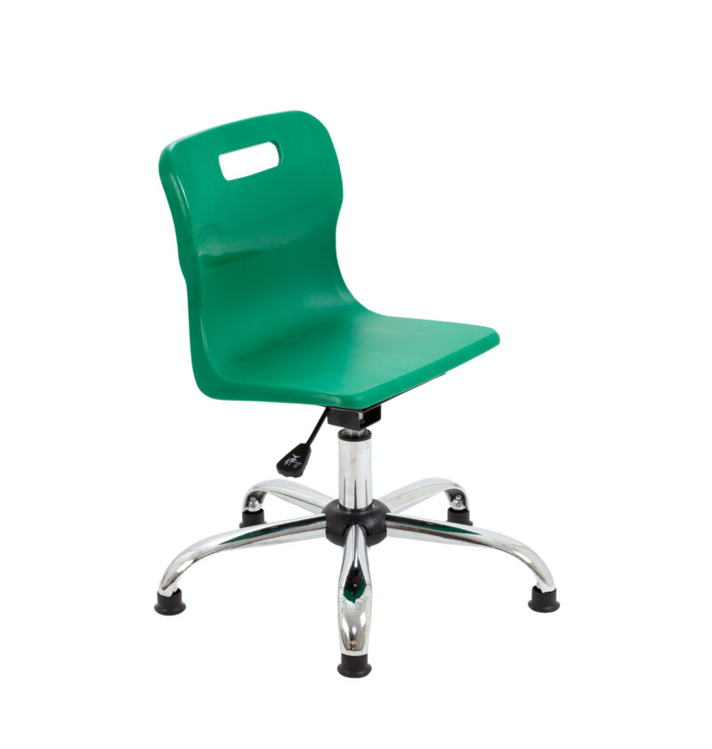 Titan Swivel Junior Chair with Chrome Base and Glides | Size 3-4 | Green/Chrome