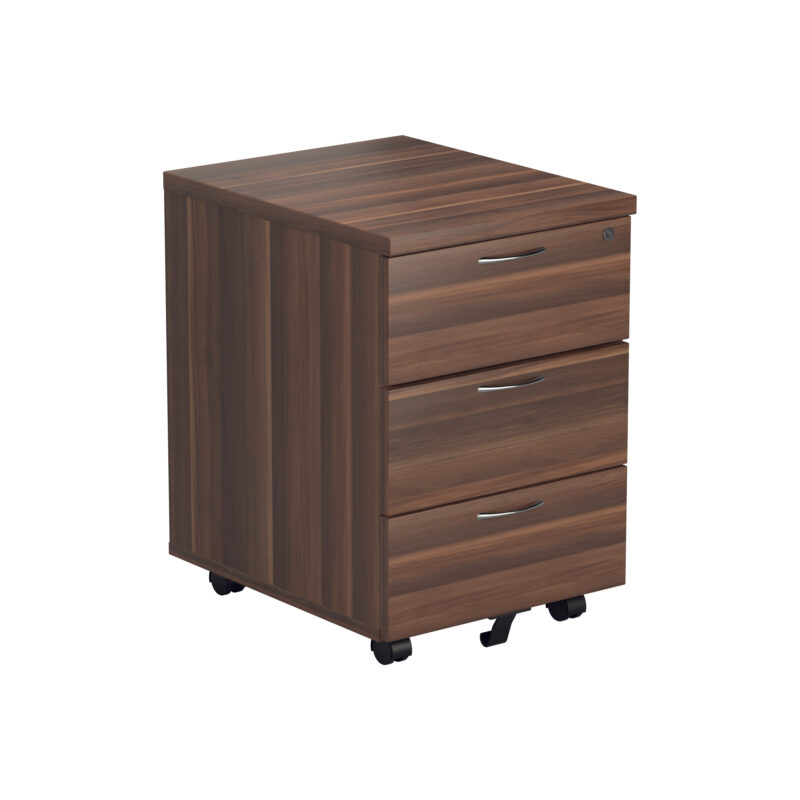 Mobile Pedestal 3 Drawer | Dark Walnut