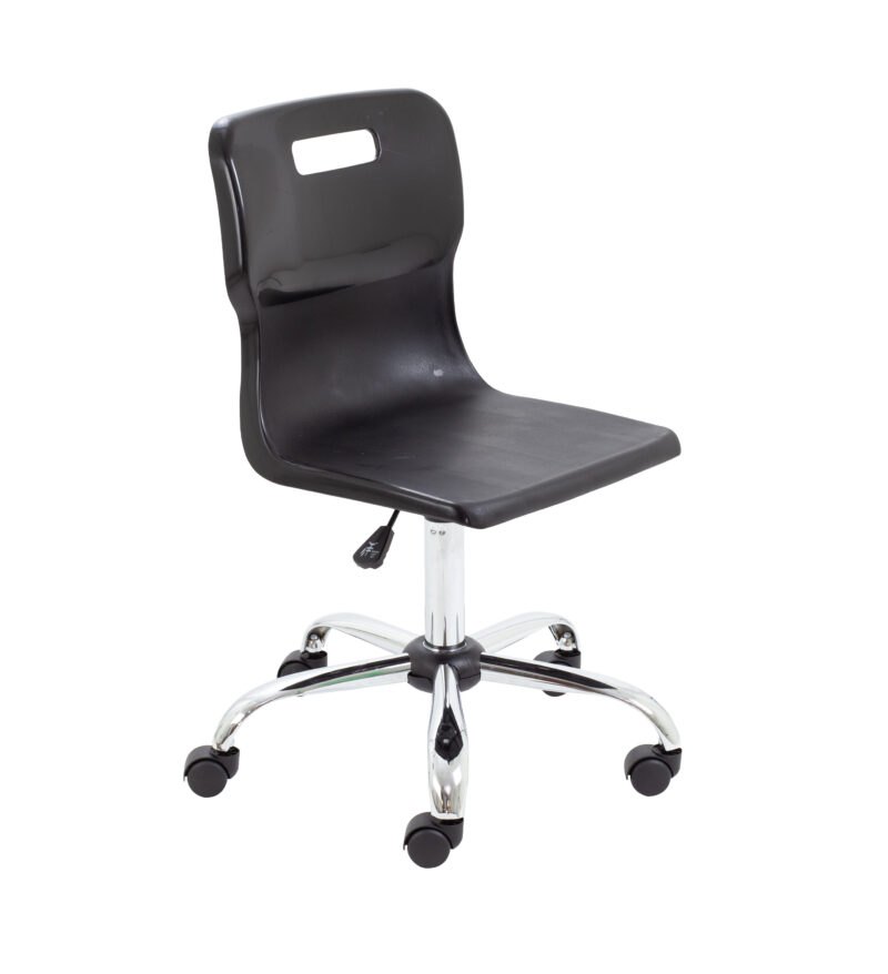 Titan Swivel Senior Chair with Chrome Base and Castors | Size 5-6 | Black/Chrome