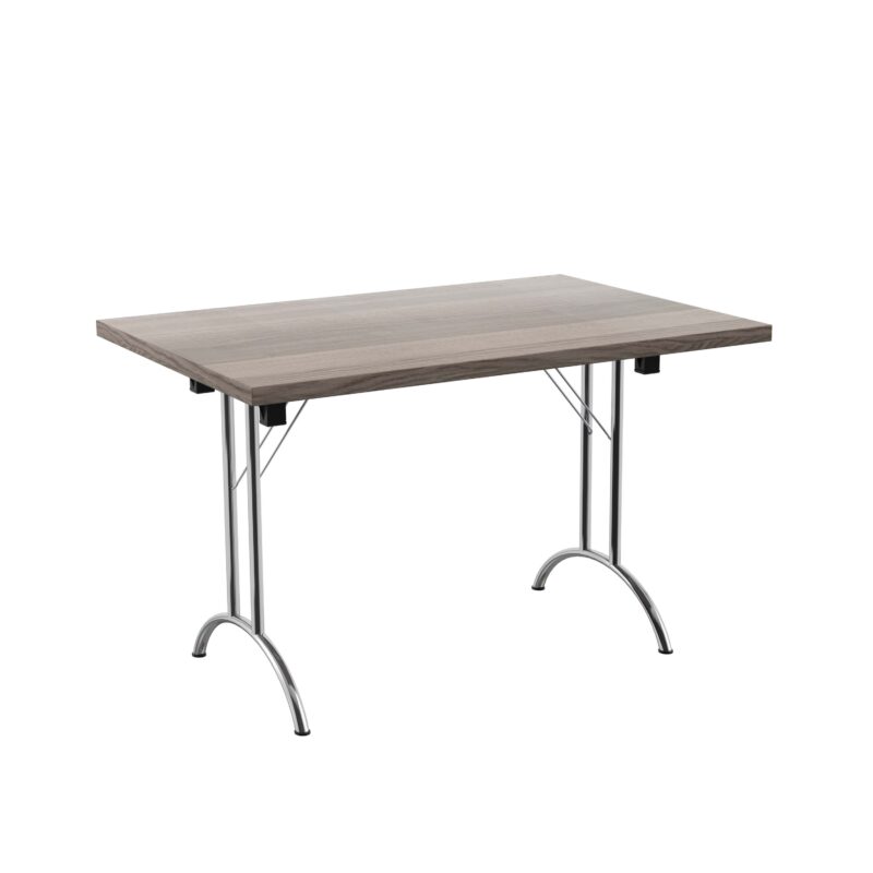 One Union Rectangular Folding Table | 1200 X 800 | Grey Oak/Silver