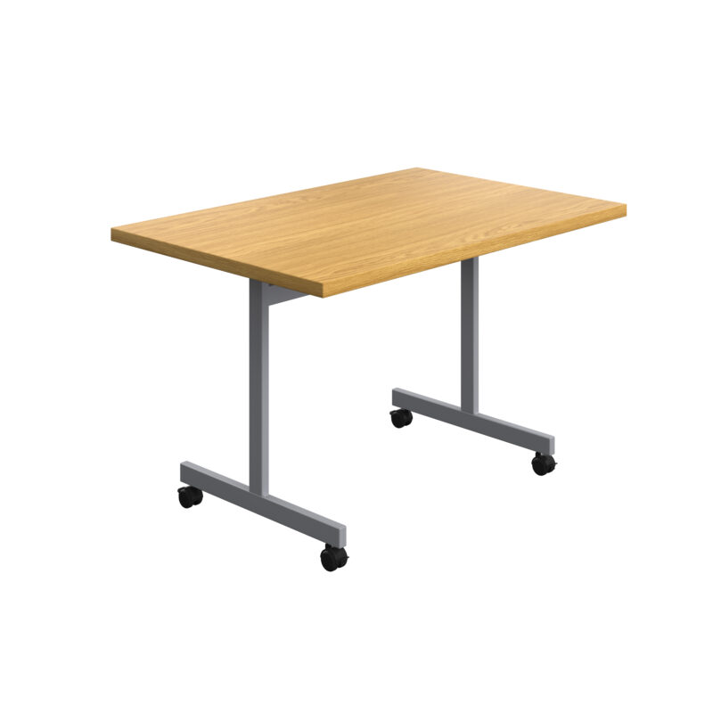 One Eighty Rectangular Tilting Table | 1200 X 800 | Nova Oak/Silver