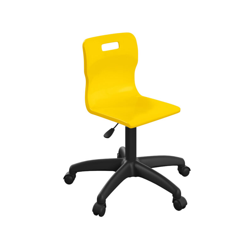 Titan Swivel Junior Chair with Plastic Base and Castors | Size 3-4 | Yellow/Black