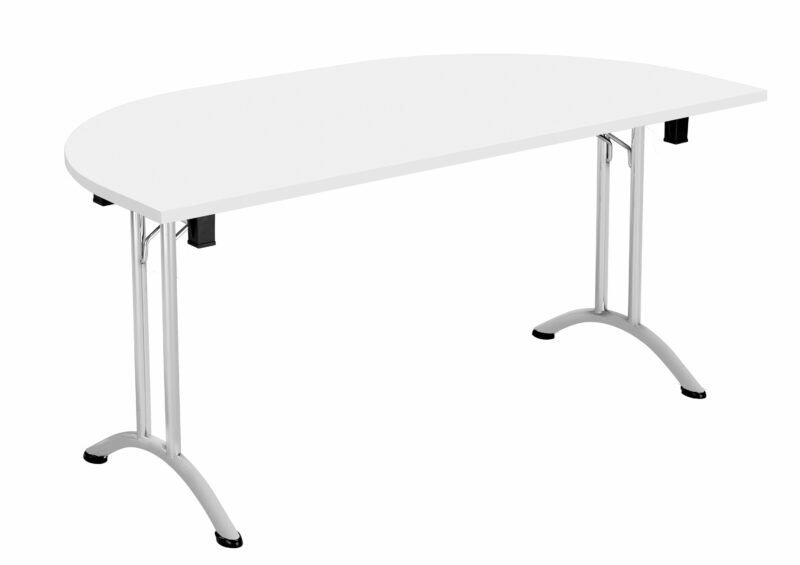 One Union D-End Folding Table | 1600 X 800 | White/Silver