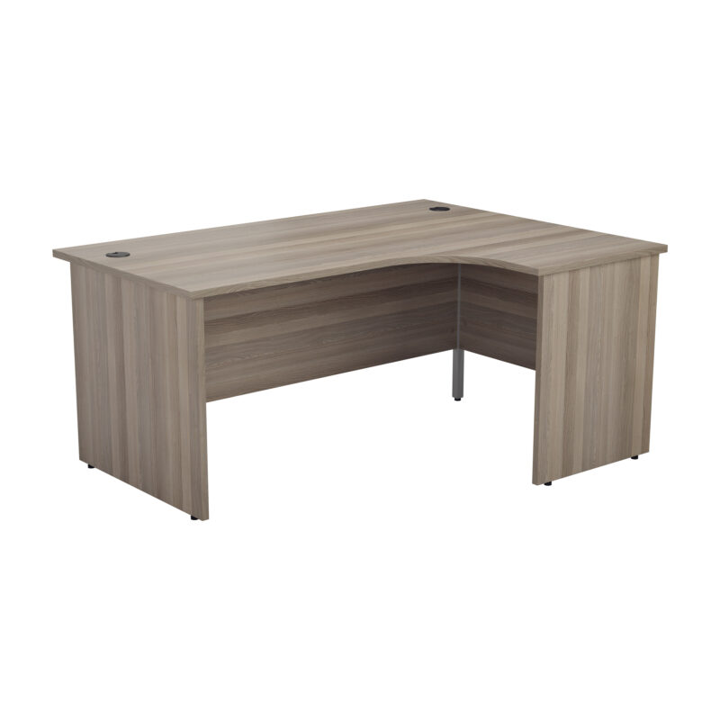 Panel Right Hand Radial Desk | 1600X1200 | Grey Oak/Grey Oak