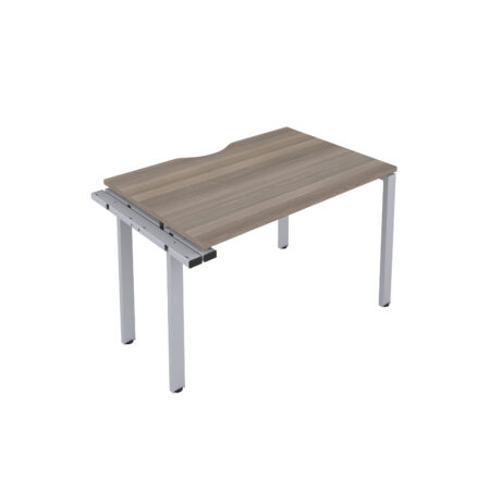 CB Bench Extension with Cut Out: 1 Person | 1600 X 800 | Grey Oak/Silver