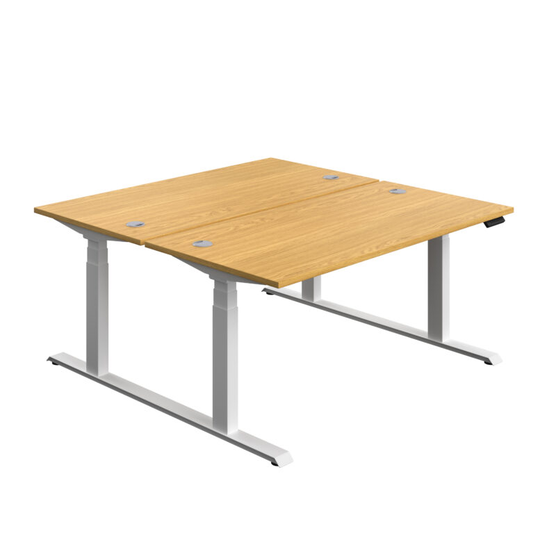 Economy Back To Back Sit Stand Desk | 1600 X 800 | Nova Oak/White