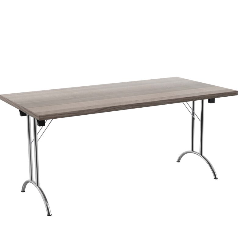 One Union Rectangular Folding Table | 1600 X 800 | Grey Oak/Silver