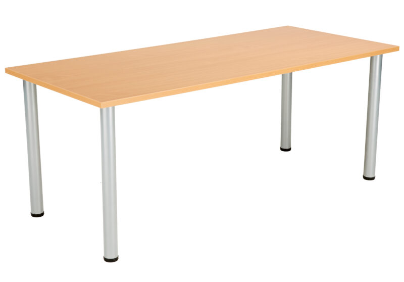 One Fraction Plus Rectangular Meeting Table | 1800X800 | Beech/Silver