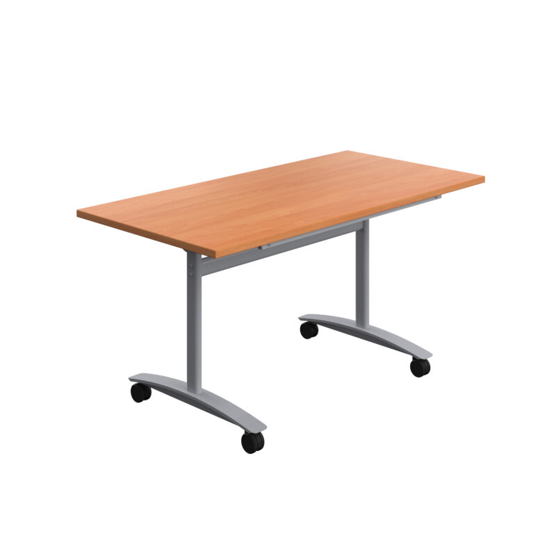 One Rectangular Tilting Table | 1400 X 700 | Beech/Silver