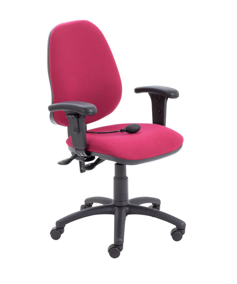 Calypso Ergo 2 Lever Office Chair With Lumbar Pump and Adjustable Arms | Claret